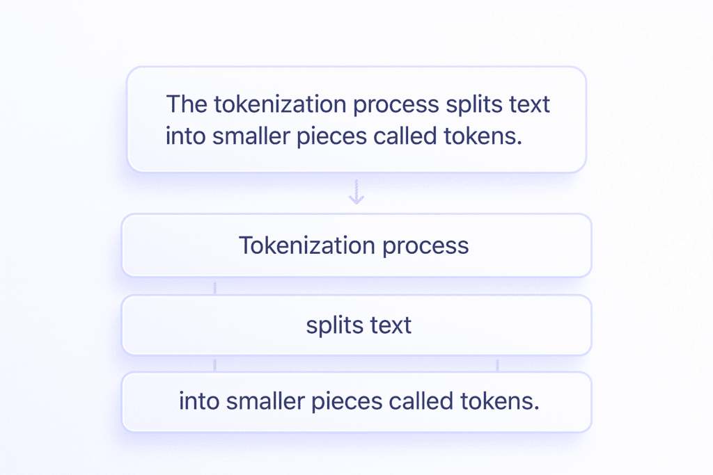 “AI breaking sentence into tokens diagram”