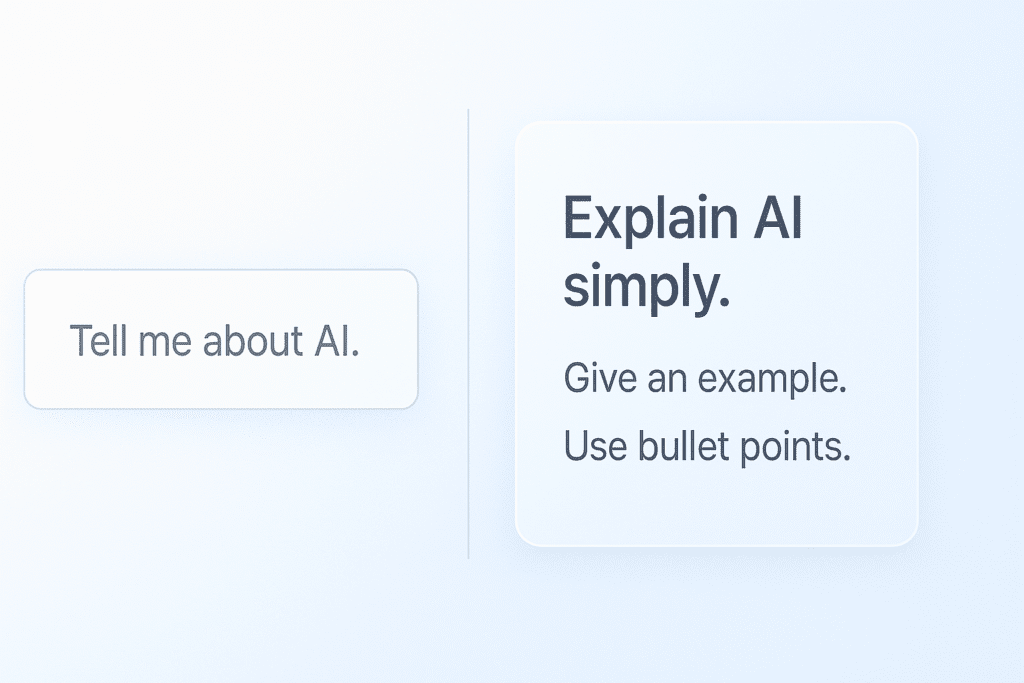 Comparison between weak short prompt and strong structured ChatGPT prompt.